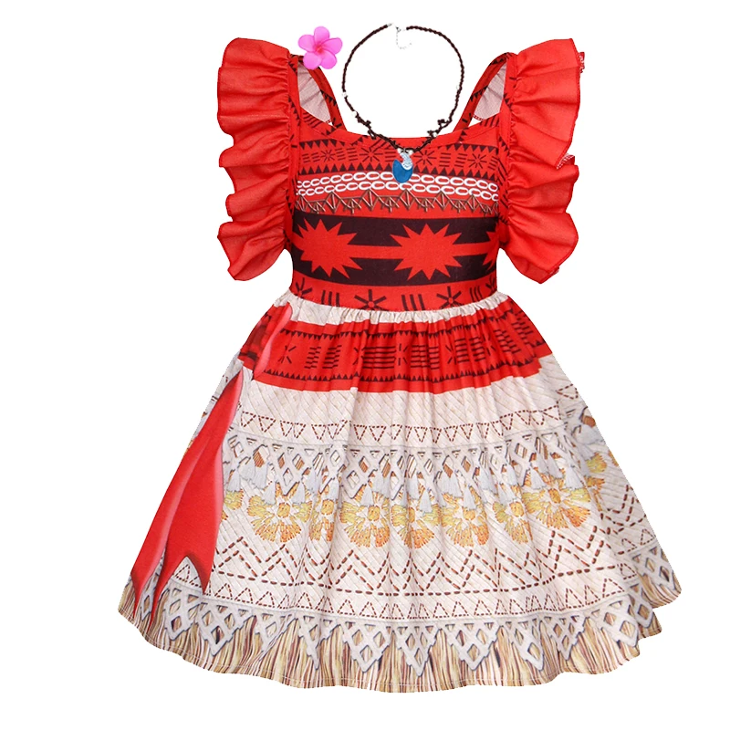 Girls Dress Princess Costume Kids Clothes Vaiana Disney Moana 2 Cosplay