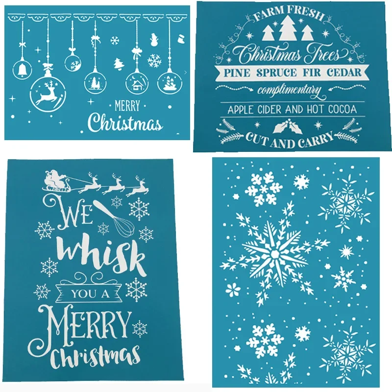 Whoamigo Christmas Theme Self-Adhesive Stencils - Create Festive Prints for  DIY Projects 