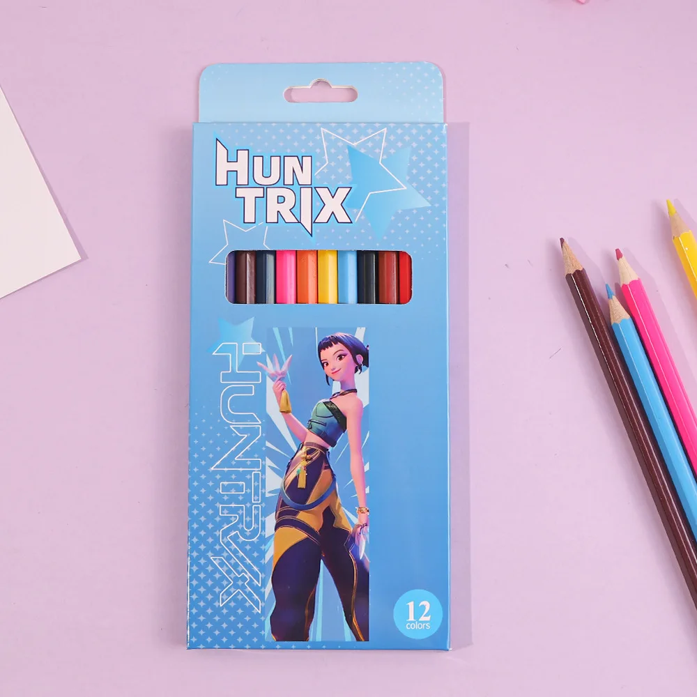 12Pcs Kpop Demon Hunters Huntrix Colored Pencils Wood Graphite Sketch Pencils Set Smooth Writing for School Drawing Sketching 2