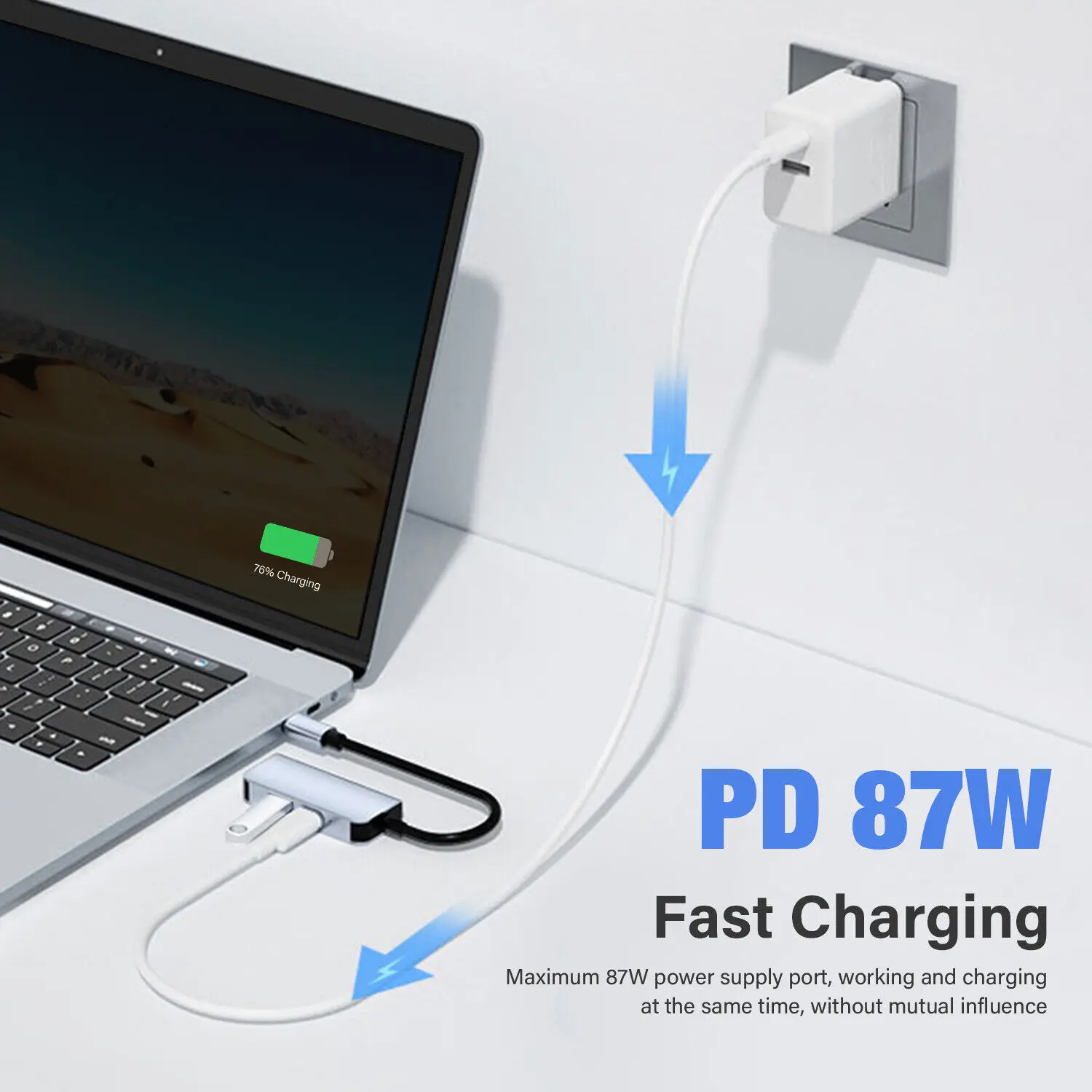 USB C към HDMI мултипортов адаптер Type-C хъб Thunderbolt 3 изход USB 3.0 порт Порт за зареждане 100W Galaxy MacBook iphone15 ipad