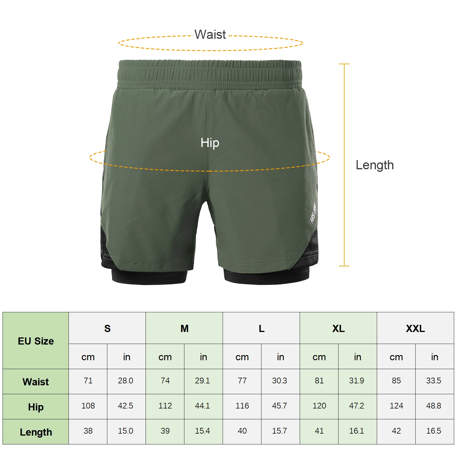 2-In-1 Men Running Shorts with Towel Loop Pockets Quick Dry