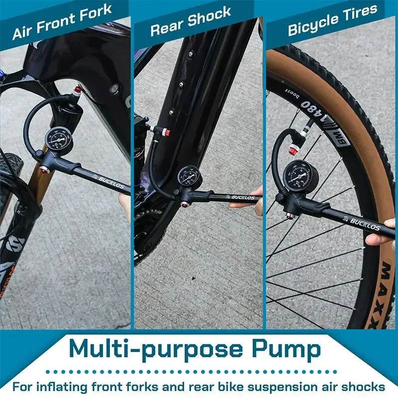 Mountain Bicycle Air Shock Pump with Gauge for Fork Rear Suspension Bike Tire In