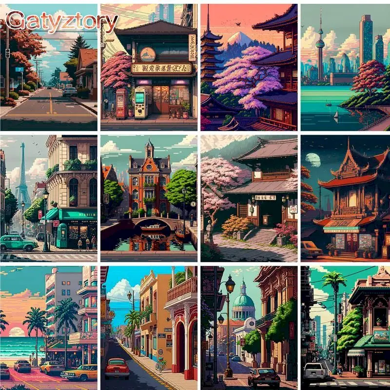 

GATYZTORY Modern City Scenery Picture By Number Handpainted Gift Drawing Acrylic Home Decoration Oil Painting By Numbers Wall Ar