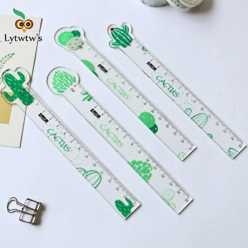 Kawaii Simple Transparent Carrot Cactus Plastic Ruler Measuring Straight Ruler Tool 1 Pcs Lytwtw's Student Gift Stationery