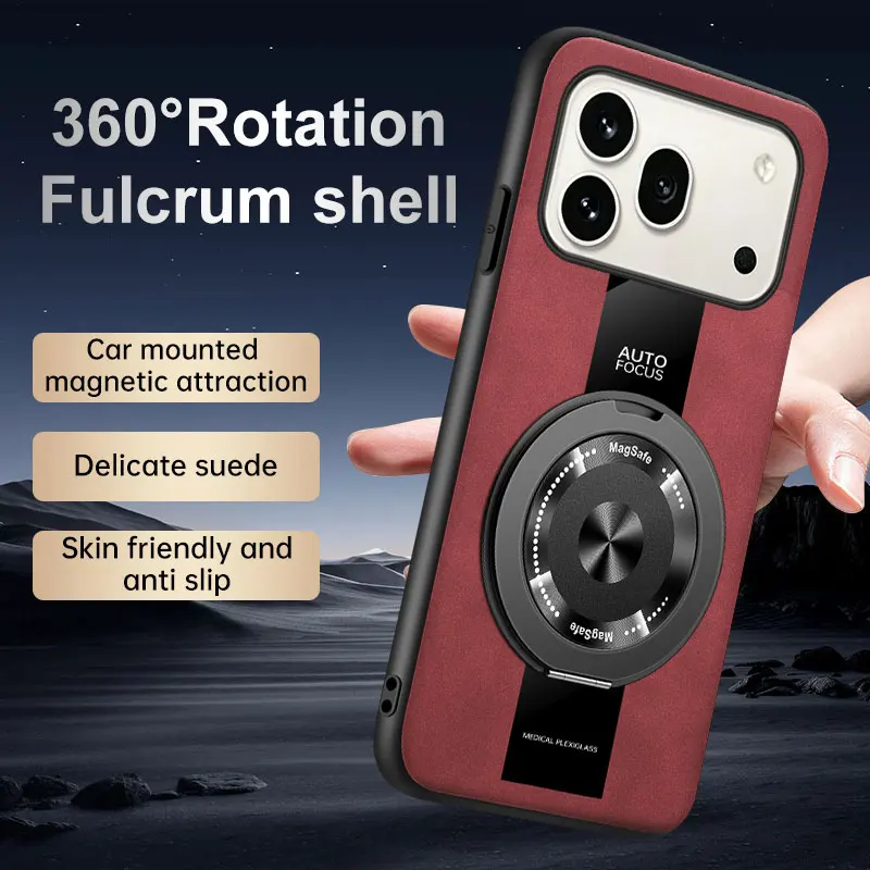 Magnetic Retro Leather Soft Case with Kickstand Ring Cover