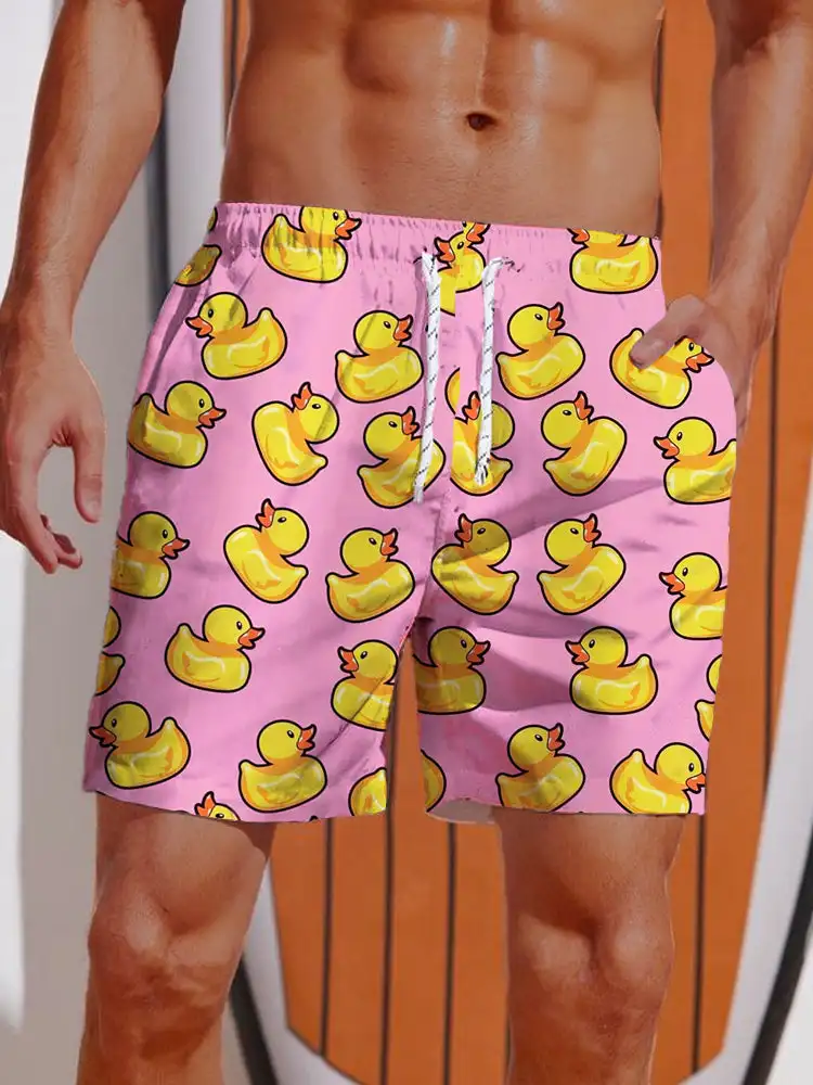 2024 3D Printed Hawaiian Vacation Style Printing Shorts Men's Board Shorts Casual Swim Trunks Drawstring Breathable Short Summer 5