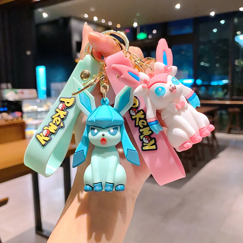 Pokémon Eevee Family Keychain Cartoon Doll School Bag Pendant Car
