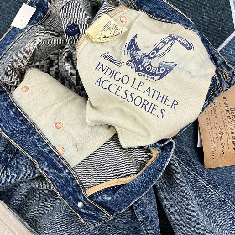 100% Cotton High Quality Patch Washed Denim Jeans for Men Heavyweight Y2K Autumn Winter Dense Tough Loose Tapered Straight Pants 4