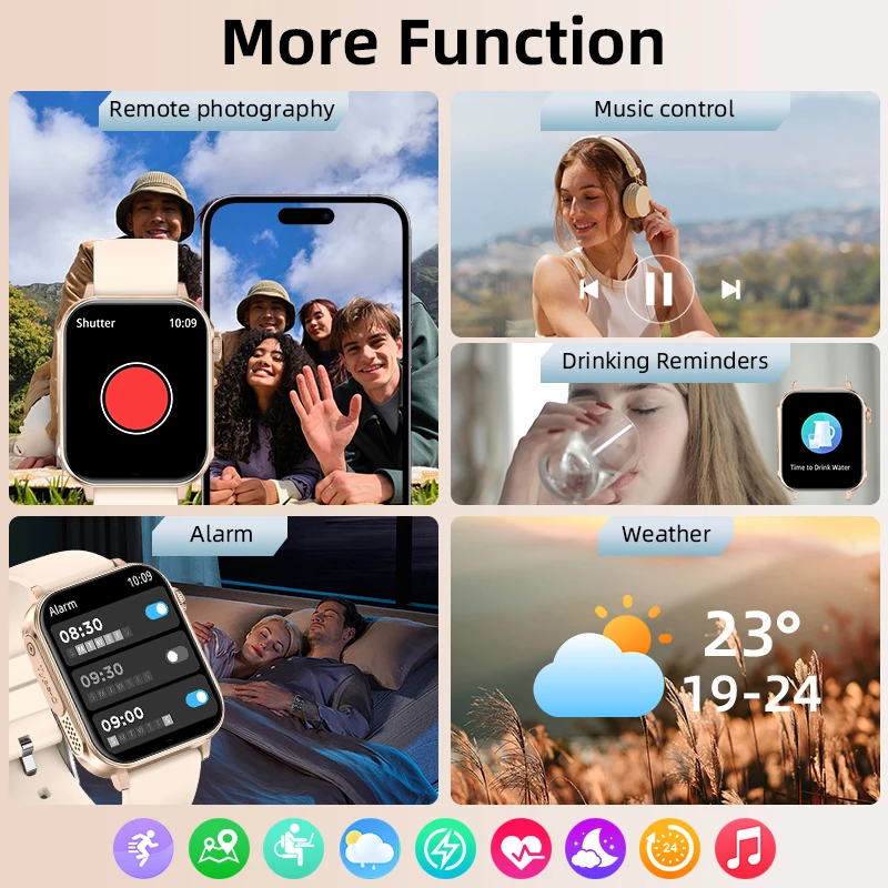 LIGE New Type-C Wireless Charging Smart Watch Men Women Sports Health Monitoring BT Call Waterproof Flashlight Smartwatch Ladies