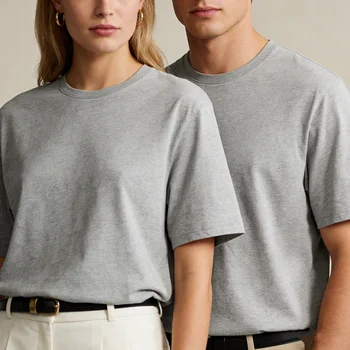 Abbigliamento Polo da donna, t-shirt da uomo, top da donna, t-shirt ricamata con scollo rotondo, versatile, casual, stile coppia.