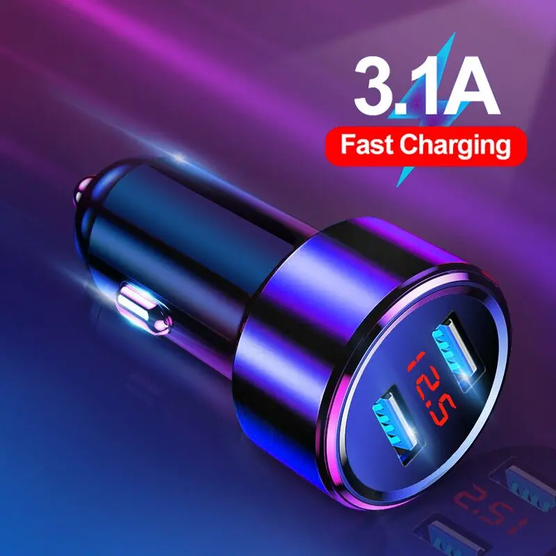 3.1A Car Charger 2 Port Fast Charging for iphone 13 14 pro Samsung