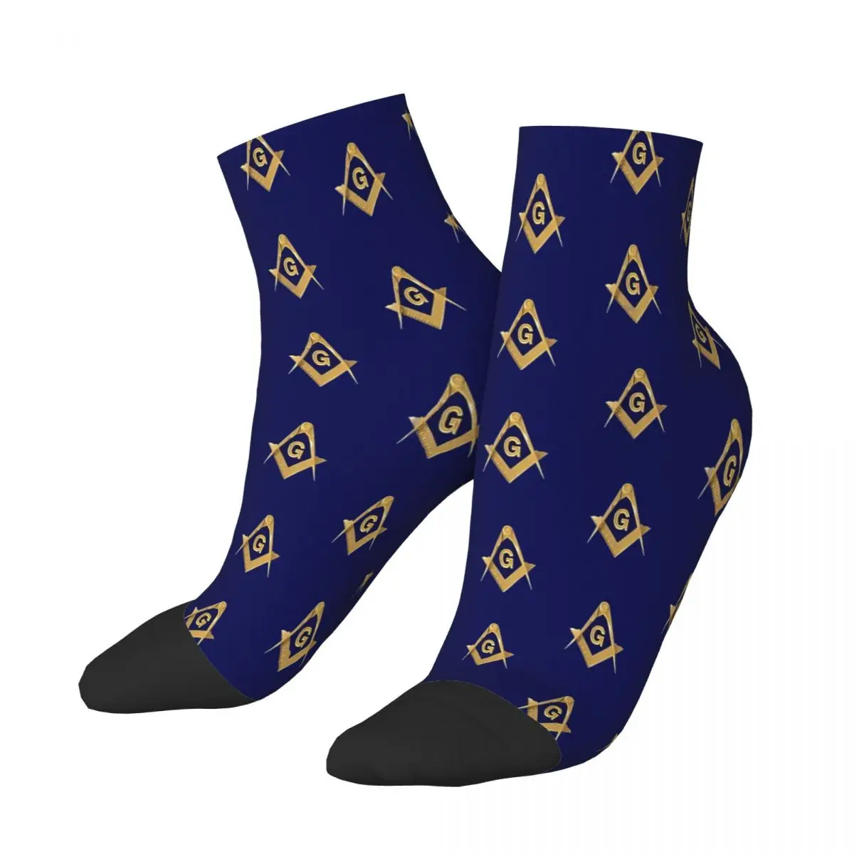 

Freemason Gold Blue Square Freemason Checkered Masonic Mason Ankle Socks Male Mens Women Spring Stockings Harajuku