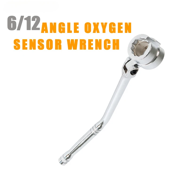 

2 in 1 Flexible Head Oxygen Sensor Wrench with Contour Handle Carbon Steel Oxygen Sensor Socket Wrench Removal Tool 12PT 6PT