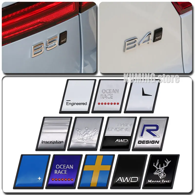 Black Edge Metal Badge R Design Awd Moose Test Logo Decalcomanie Adesivo Per Auto Per Volvo Ocean V40 V60 V90 Xc60 Xc90 Xc40 S60 S90 S80