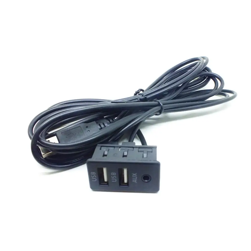 자동차 AUX 2 USB 케이블 오디오 어댑터 차량용 전자 액세서리 대시보드 설치용 플러시 마운트 연장 케이블