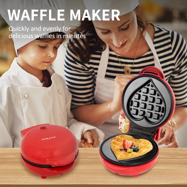 Nostalgia MyMini Personal Electric Waffle Heart Maker ,Red