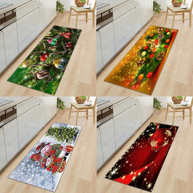 

Customizable Christmas Kitchen Carpet Entrance Door Mats Living Room Bedroom Long Bathroom Corridor Non-slip Floor