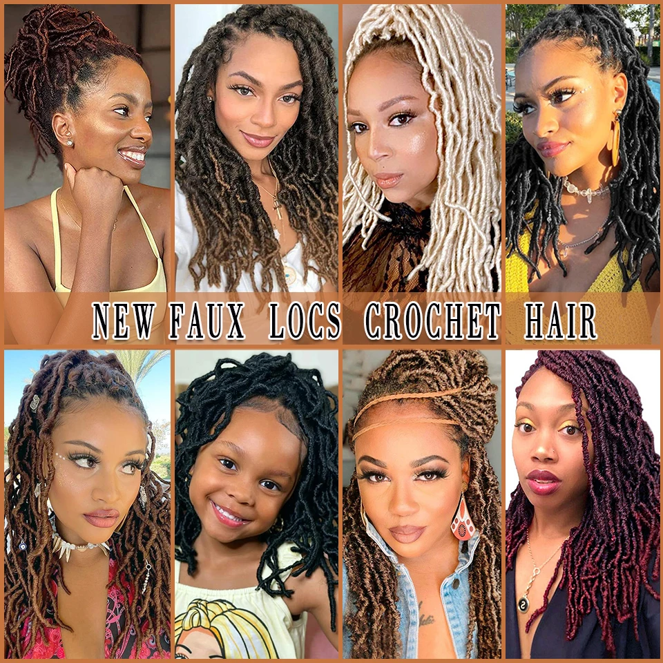 14 Inch Short New Faux Locs Braids Ombre Black Brown Soft Locs Crochet Hair Goddess Locks Crochet Hair For Black Women And Kids 6
