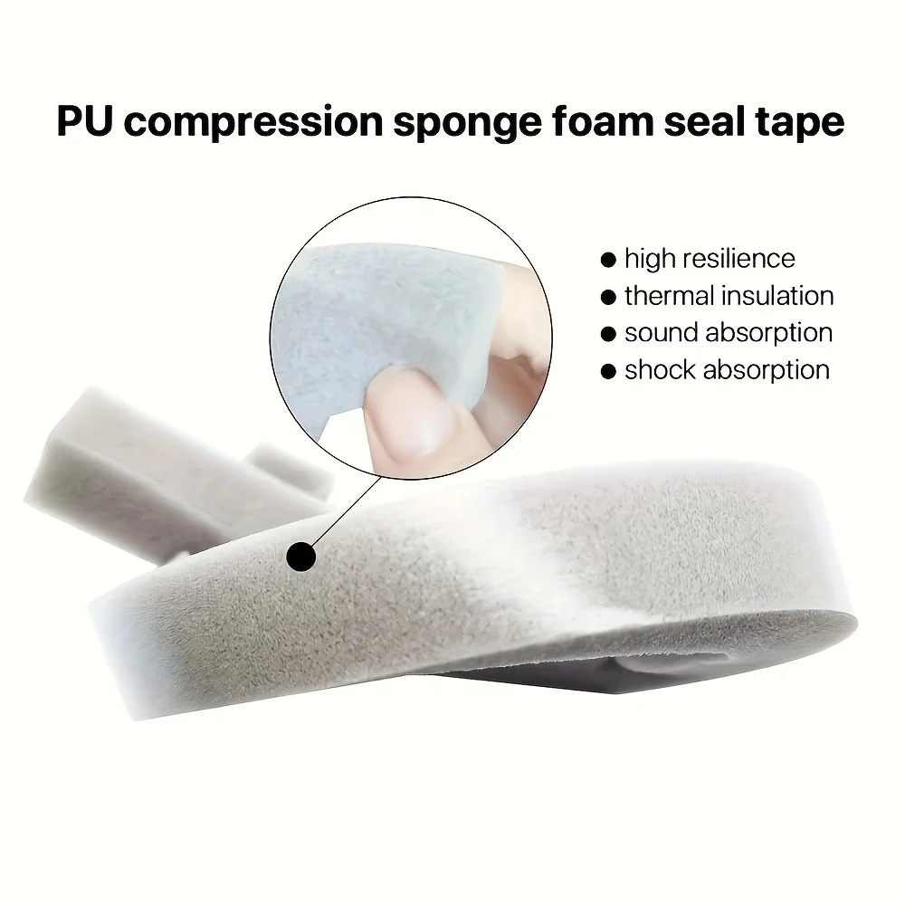 Door Seal Strip 1/2pcs Self-adhesive Sponge Seal Cuttable Waterproof Soundproof Windshield Impact Seal Door Frame Cabinet Wear Protection Tool