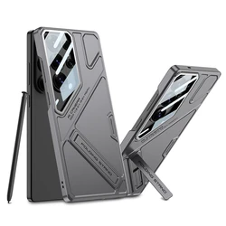 Shockproof Aluminum Alloy Armor Phone Case with Metal Stand and Camera Protector - Galaxy S26 Ultra (Gray)