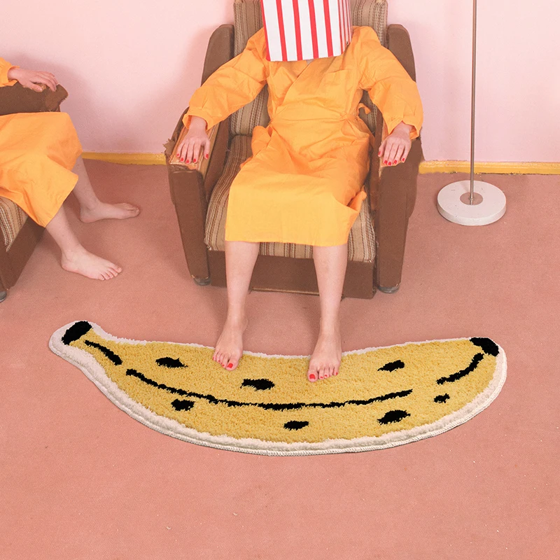 

Bathroom Non-Slip Absorbent Floor Mat Living Room Foot Mat Bedroom Hallway Entrance Doormat Banana Bath Mat Accessory Set