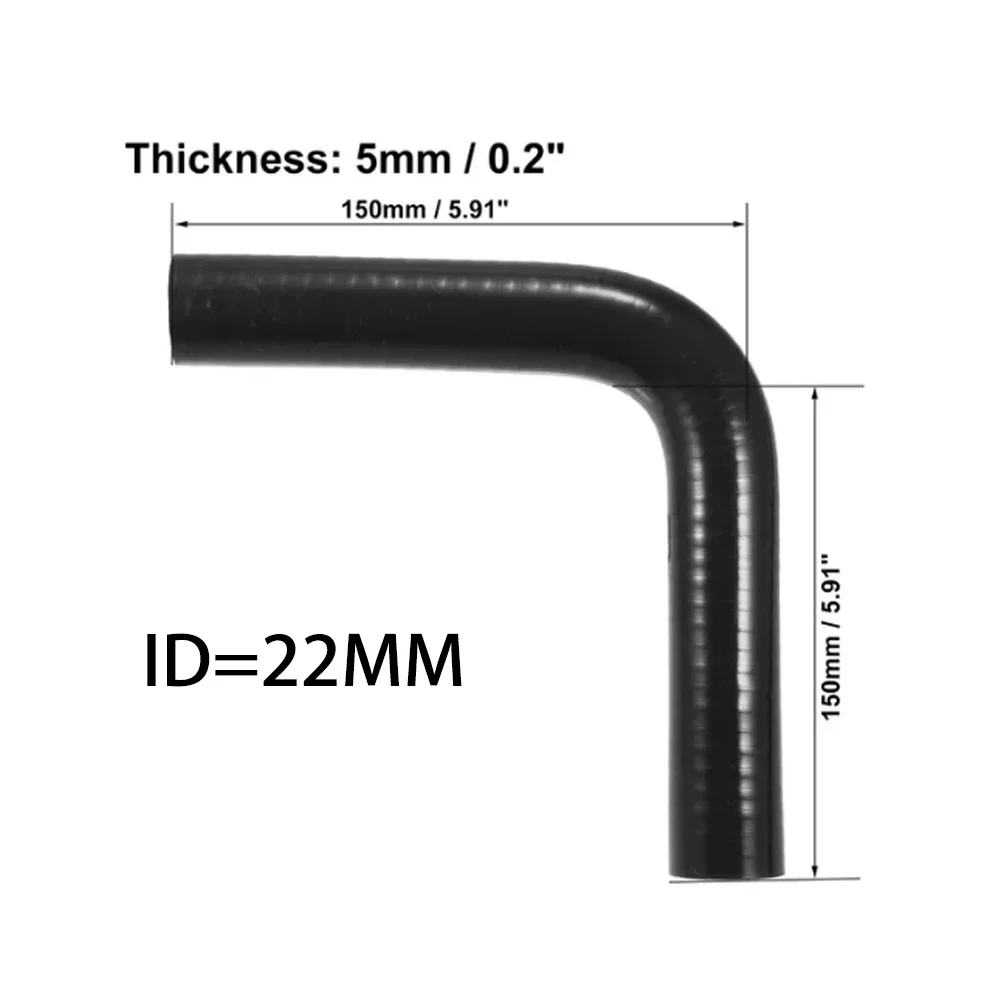 90 Degree ID 22mm 19mm 25mm Elbow Turbo Inte​rcooler Pipe Silicone Coupler Intake Hose (150mm) Long Leg Inside Diameter