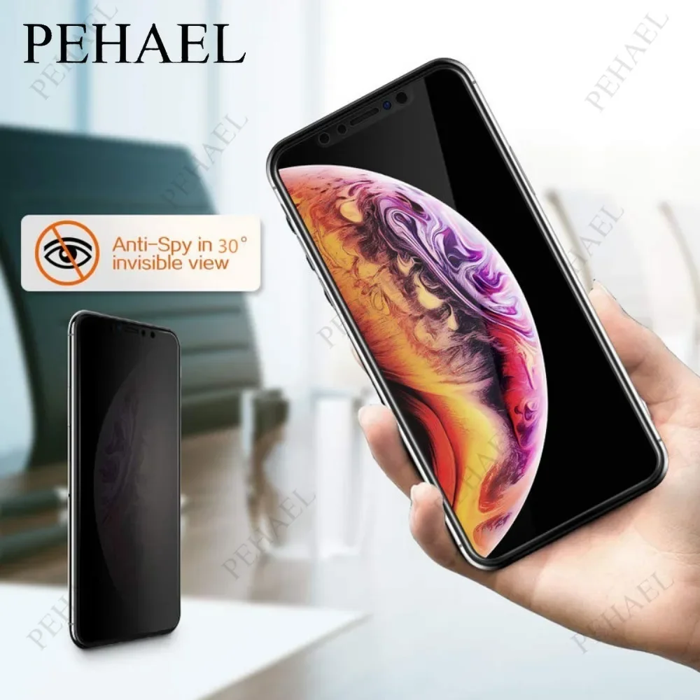 

2Pcs Full Cover Black Edge Anti-spy Tempered Glass Private Screen Protector for IPhone 15 14 13 12 11 Pro MAX XS Max XR 8 Plus