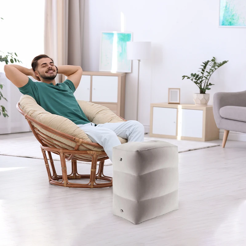 Portable inflatable travel footstool three-layer height leg pads