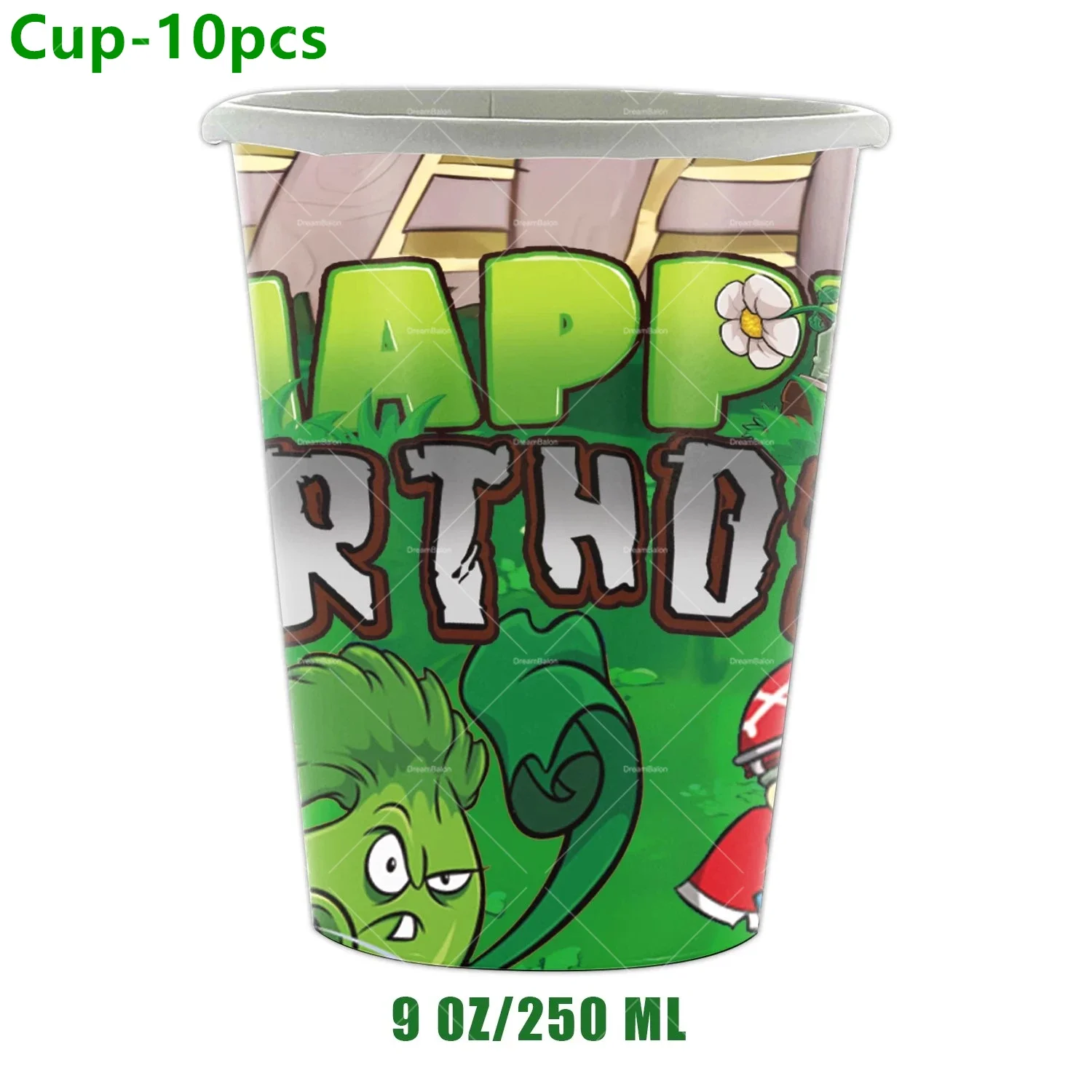 Cartoon Game Party Decor Set with Balloons, Banner, and Tableware