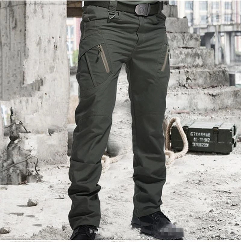 Mens Waterproof Cargo Pants Elastic Multiple Pocket Military Male