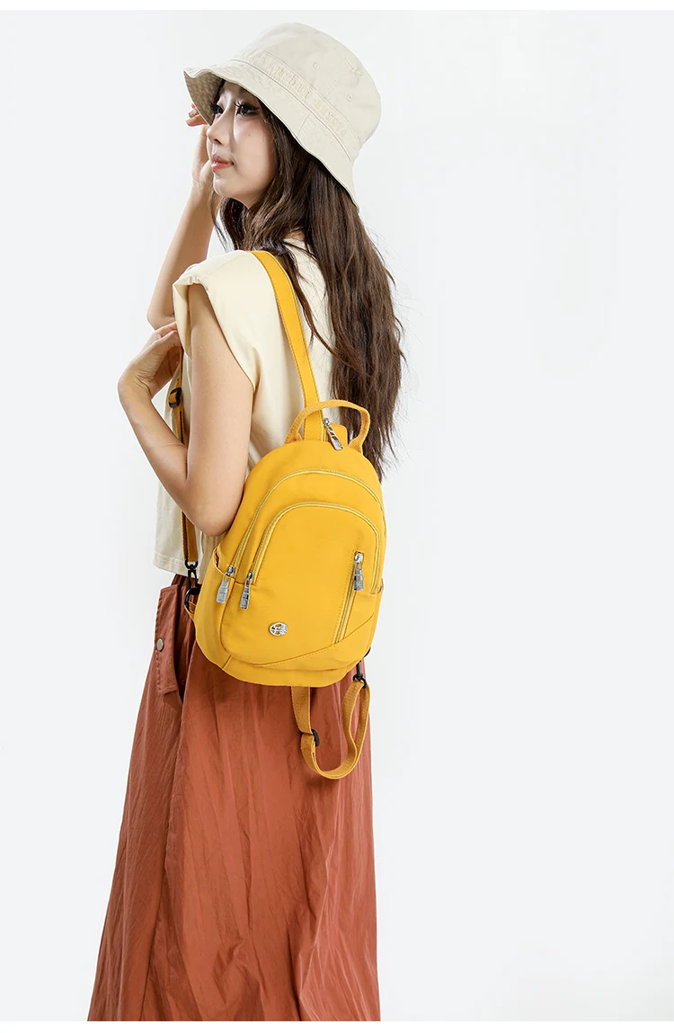 Sechsfarbiger Nylon-Mini-Rucksack, Kleiner Rucksack mit mehreren Fächern für den täglichen Gebrauch, Modischer Damen-Freizeitrucksack – Detail 4