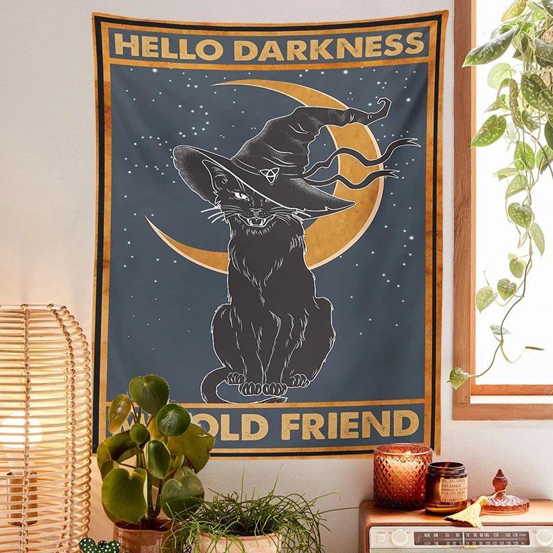 Mysterious Moon Cat Tapestry