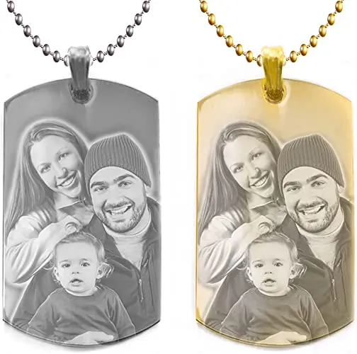 DIY Gifts Custom Photo Text Engraving  Stainless Steel Necklace Pendant + Free Engraving 3d lamp personalized photo picture text engraving customized night light wedding anniversary valentines day couple family gifts