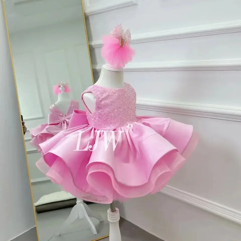 V-neckPink Glitter Flower Girl Wedding Dress Baby First Christmas Dress  Elegant Birthday Party girls dress ballet girls costume - AliExpress 1501