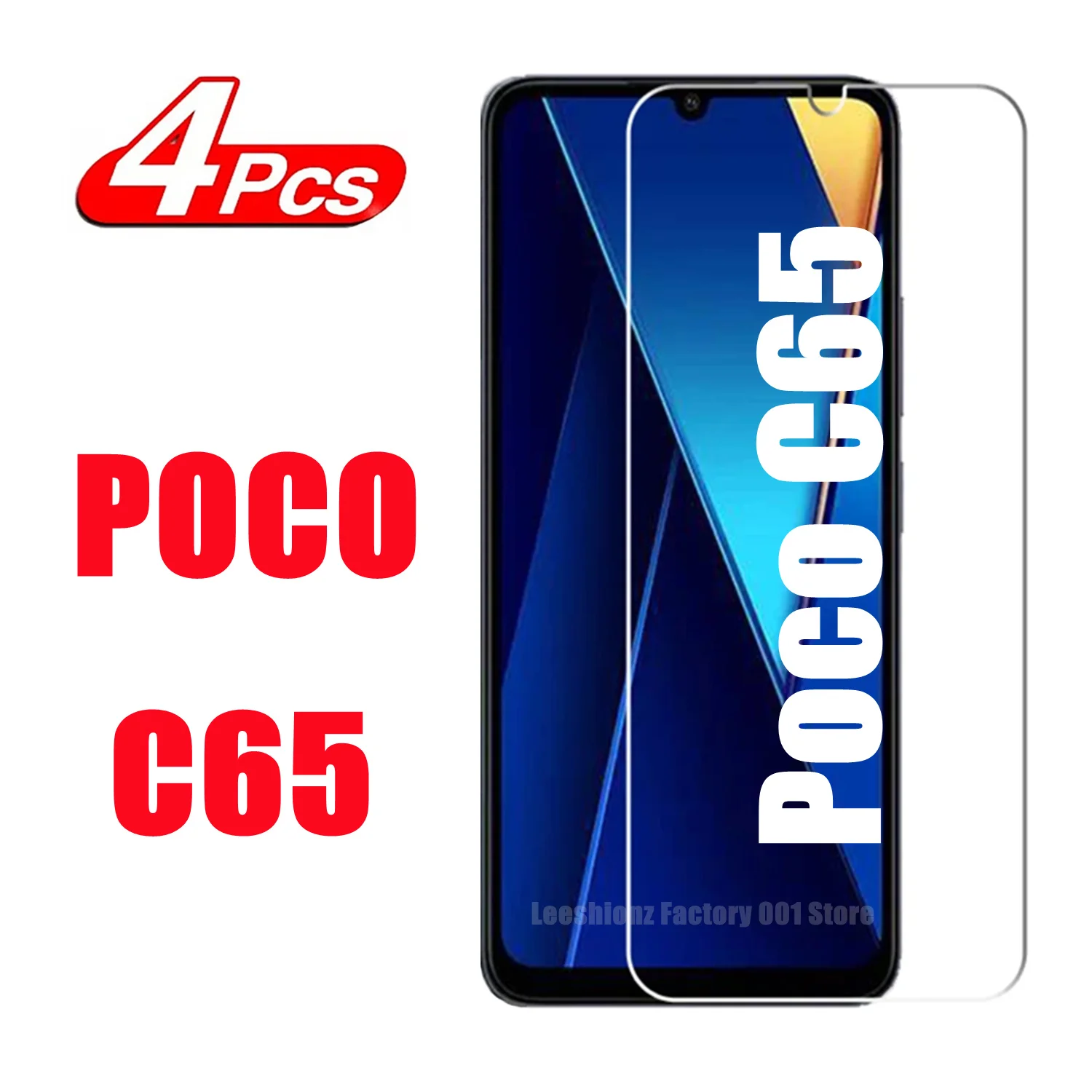 2/4Pcs For Poco C65 Screen Protector Glass For Poco C65 Tempered Glass Film 2 1pc glass for xiaomi poco m3 m2010j19ct m2010j19cg cover 9h 2 5d smartphone screen protector lcd film for poco m3 m 3 glass