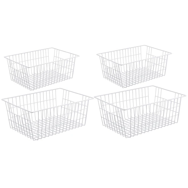 Wire Storage Baskets For Organizing, 4 Pack Metal Wire Freezer Organizer  Bins With Handles, Small Pantry Baskets - Storage Baskets - AliExpress