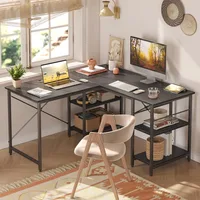 L Shaped Desk with Shelves 86 Inch Reversible for Home Office Gaming Writing Workstation with 3 Cable Holes.Corner Computer Desk 1