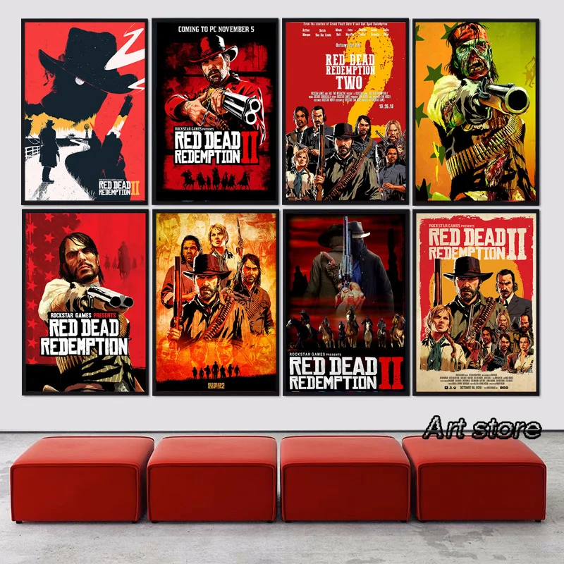 Red Dead Redemption Classic Game Canvas Painting Posters and Prints ...
