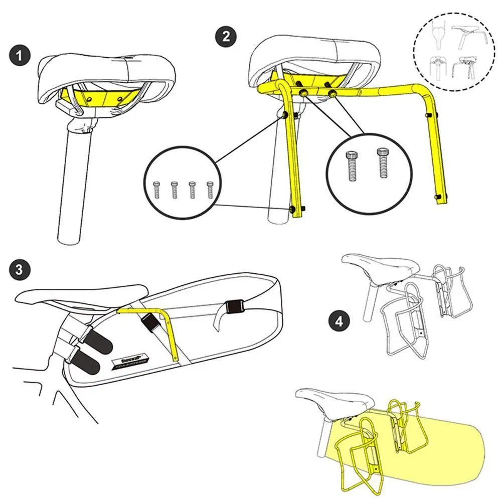 Rhinowalk Bike Saddle Stabilizer Bracket Rear Seat Holder Shelf Bicycle Support Mounting Bracket # Frames Rack Access Lugga F1N4 bicycle expansion bracket bicycle saddle bag bracket