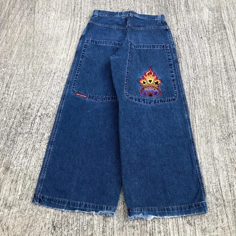 JNCO Y2K baggy jeans men clothing Embroidery Graphic vintage Gothic streetwear Hip Hop Harajuku Men Women Fashion wide leg jeans