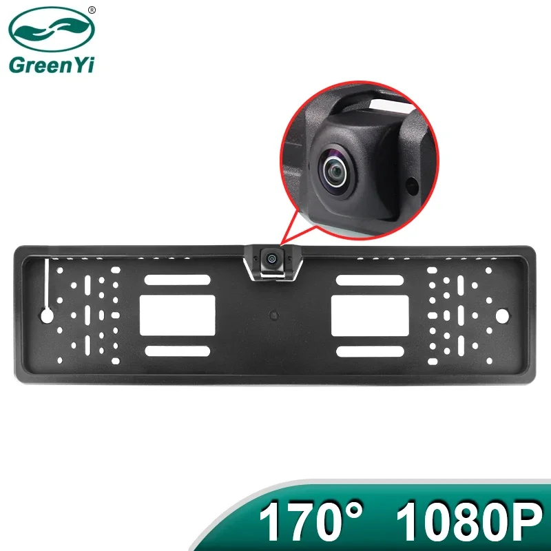 Rear Camera Rear View Camera Front And Rear Cameras GreenYi 170 Degree 1920x1080P AHD EU European Car Rear View Number License Plate Frame Camera Fisheye Night Vision