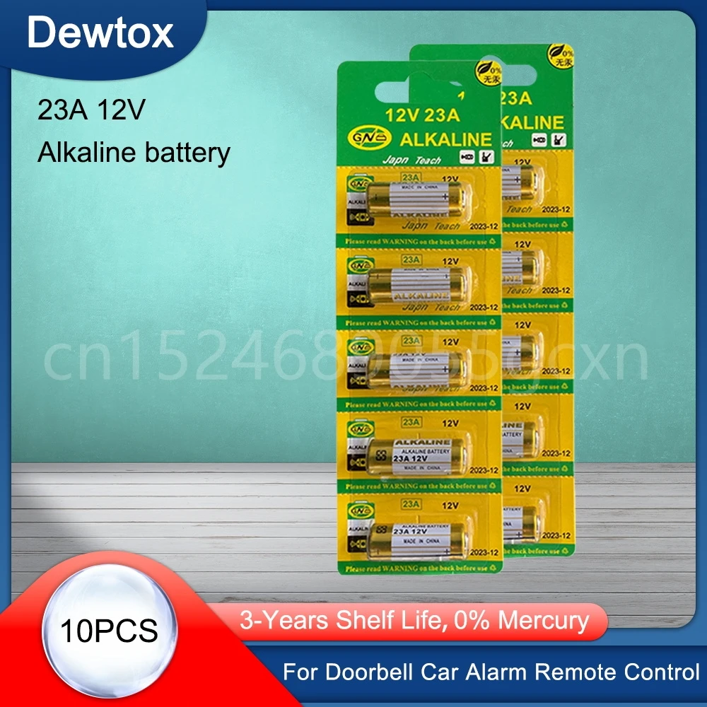 10 Pz Batteria Alcalina 12V 23A 23Ga 21/23 A23 A23S E23A El12 Mn21 Ms21 V23Ga Mn21 L1028 Rv08 Gp23A K23A Per Campanello Remoto