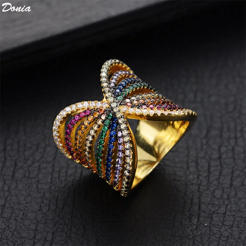 

Donia jewelry European and American new exaggerated line rings inlaid with AAA zircon luxury accessories fashion rings