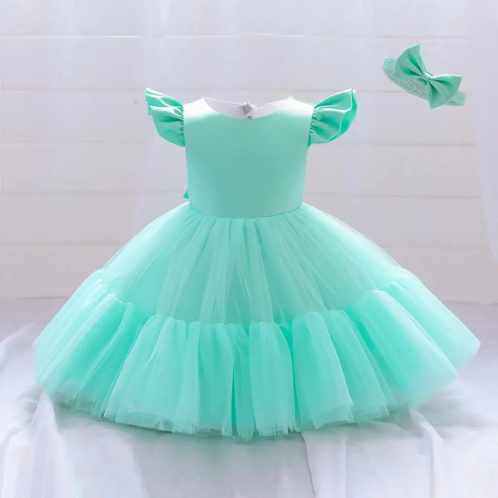 

FSMKTZ Toddler Baby Girl Dress Bow Headbands Baptism Dress for Girls First 1st Birthday Party Wedding Tutu Dresses Baby Clothes