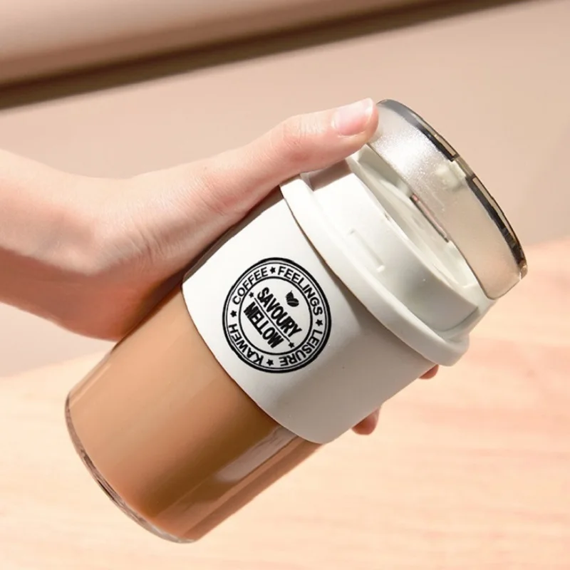 Coffee Cup Milk Tea Simple Carry-on Cup Outdoor Leisure Sealed Leak-Proof Portable Vacuum Cup with Cover For Gifts