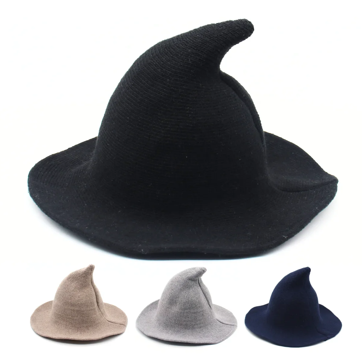 

Modern Halloween Festival Witch Hat High Quality Woolen Magical Party Long Point Hats For Women Cosplay Decoration Club Lady Hat