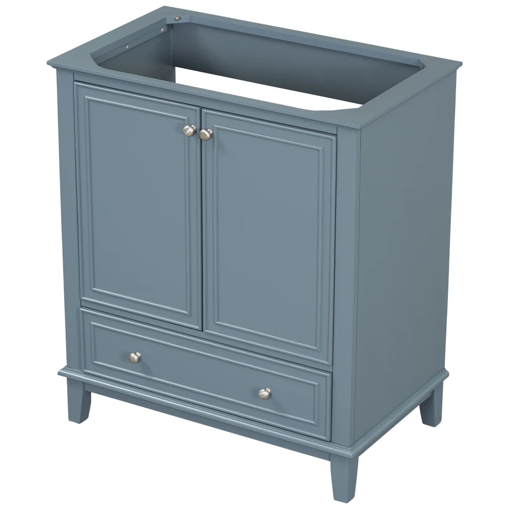30" Bathroom Vanity with Sink Combo, Multi-functional Bathroom Cabinet with Doors and Drawer, Solid Frame and MDF Board, Blue 5