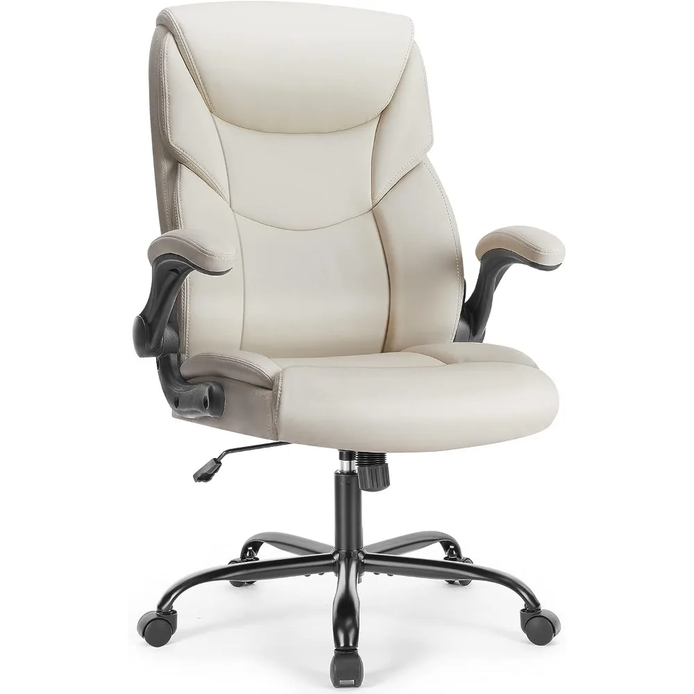 Chair for Office,High Back Ergonomic Executive Desk Chair, PU Leather Flip-Up Armrests Computer Chair, Rolling Chair with Wheels