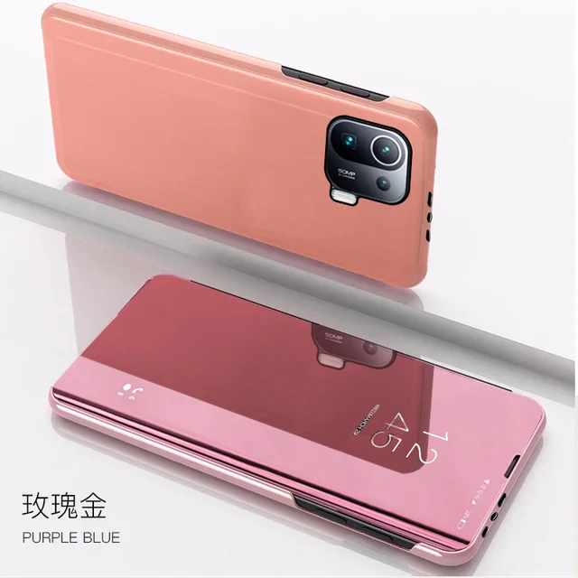 Gold A21s Mirror Flip Cover Smart Mirror Flip Case For Samsung