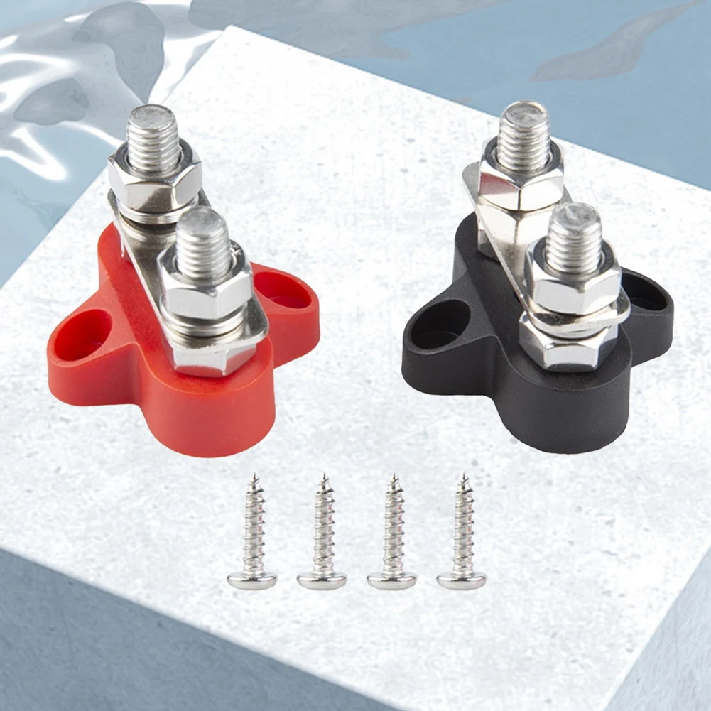 2Pcs Terminal Block Stud Junction Post Kit Single/ Dual Studs 48V Insulated Junction Post M8 for Auto Marine Car Trailer RV Boat power distribution block marine fuse block